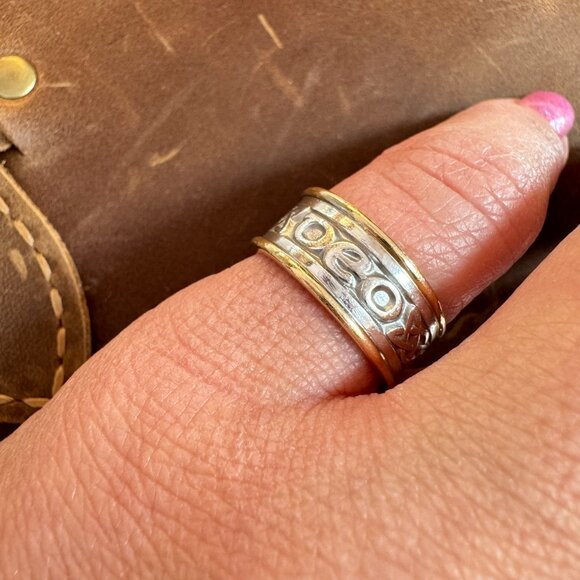 Vintage Two Tone Celtic Knot Ring 14k White Gold & Yellow Gold - Picture 5 of 6